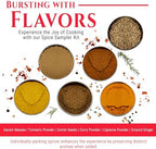 Indian Spice Sampler Kit Gift Set by Flavor Temptations | 6 Salt-free, Gluten-free Spices including Garam Masala, Turmeric, Cumin, Curry powder | 3 Indian Food Recipes