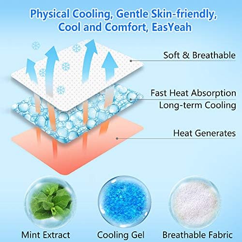 EASYEAH 16 Sheets Baby Cool Pads for Kids Fever Discomfort & Pain Relief, Cooling Relief Fever Reducer, Soothe Headache Pain, Pack of 16