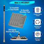 MAYSHINE Microfiber Hardwood Floor Wet and Dry Dust Mop w/ 5 Reusable Pads, 360 Spin Mop System | Use on Wood, Tile, Laminate, Vinyl and More | Flat Mop with 60" Extendable Stainless Steel Handle