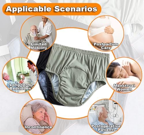Adult Cloth Diaper, Soft Cloth Diapers Nappy Care Incontinence Care Panties, Reusable Cloth Diaper Cover Washable Underwear, Adult Reusable Pure Cotton Diapers,2 Pieces,L