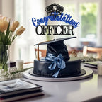 Congratulations Officer Cake Topper, Police Officer Graduation Decorations, Congrats Police Officer, Police Academy Graduation Party Decorations (Black and Blue Glitter)