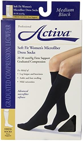 Activa Soft Fit 20-30 mmHg Knee High Socks, Black, Medium