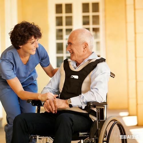 Wheelchair Seat Belt for Adults Chest Harness Safety Strap Restraints for Elderly & Disabled Torso Support with Adjustable Anti-Slip Restraint Vest Black