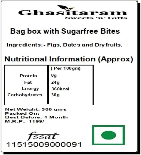 Ghasitaram Gifts Rakhi Gifts for Brothers Bag Box with Sugarfree Bites with Beads Rakhi