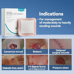 Dimora 20 Count Silicone Super Absorbent Wound Dressing 6" x 6" - Large Adhesive Bandage for Heavy Exudate, Border Wound Care Pads for Pressure Sore and Post-Surgical Incisions
