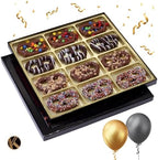 KREMERY Creamy Chocolate Cravings - Birthday Treats Chocolate Covered Pretzel Twists Gift Basket with Candied Toppings (12 Pretzels) Sweets Treats in Sectional Gift Box + Greeting Card, Kosher