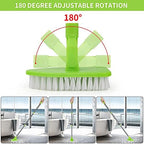 Scrub Cleaning Brush with Long Handle 35'' - Extendable Floor Scrubber with 1 Stiff Bristles & 3 Sponge Brush, Adjustable Lightweigh Detachable Kitchen Brush for Baseboard Shower Bathroom Bathtub Tile