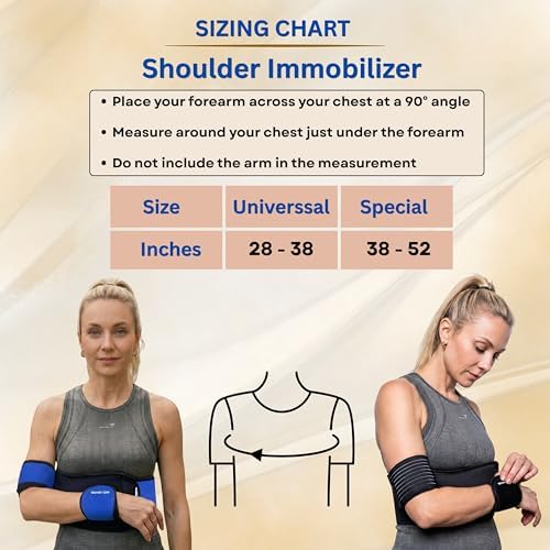 Wonder Care Shoulder Immobilizer Arm Sling Elastic Brace for Clavicle Collar Bone Dislocation Subluxation Shoulder stabilizer Compression Brace After Rotator Cuff Surgery(38"-52")