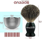 Anbbas Pure Badger Shaving Brush with Wood Handle,Stainless Steel Shaving Stand and Soap Bowl Perfect for Men Wet Shave