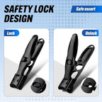 German Nail Clippers, Premium Stainless Steel Wide Jaw Anti Splash Design,Ultra Sharp Heavy Duty Clippers with Ergonomic Lever,Perfect for Men,Women, and Seniors(Black)