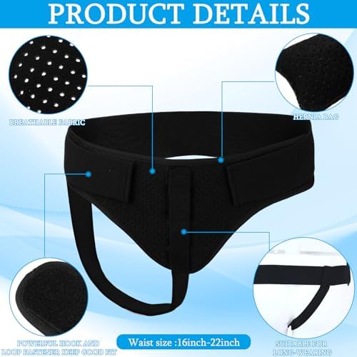 Jetec Inguinal Hernia Belt for Men Groin Brace Left or Right Side Post Surgery Hernia Support Truss for Inguinal Groin Pain Truss with Adjustable Waist Strap for Pain Relief Recovery(Classic)
