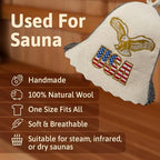 ASKOLD Wool Sauna Hat Embroidered USA Flag Sauna Cap Finnish Banya Hat for Men and Women Banya Cap for Women (Grey)