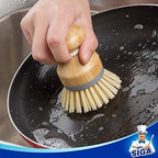 MR.SIGA Bamboo Palm Brush, Scrub Brush for Dishes Pots Pans Kitchen Sink Cleaning, Pack of 2