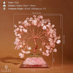 Rose Quartz Crystal Tree Good Luck Birthday Gifts for Women Mom Friends Sister Home and Office Desk Decor, Pyramid Base Reiki Healing Stones Chakra Tree of Life for Positive Energy, Money, Sucess