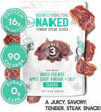 Brooklyn Biltong Air Dried Grass Fed Beef Snack, South African Beef Jerky (8 oz, Pack of 1) - Whole30 Approved, Paleo, Keto, Gluten Free, Sugar Free, Made in USA - (Naked)