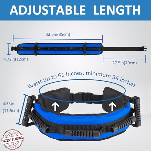 Gait Belt for Seniors, Transfer Belt with 7 Nylon Padded Handles, Medical Belt for Lifting Patients, Safety Gait Belt for Elderly Easy to Use Quick Release Buckle(Blue)