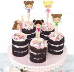 24PCS Girl Cake Toppers Set, Ballerina/Gymnast/Fairy/Cheerleader Designs, Birthday Party Cupcake Decorations for Girls for Baby Girl Birthday, Baby Shower Decorations (Gymnast Girl)