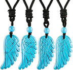 SUNYIK Crystal Angel Wing Pendant Necklace for Unisex, Hand Carved Healing Stone with Adjustable Braided Rope Jewelry