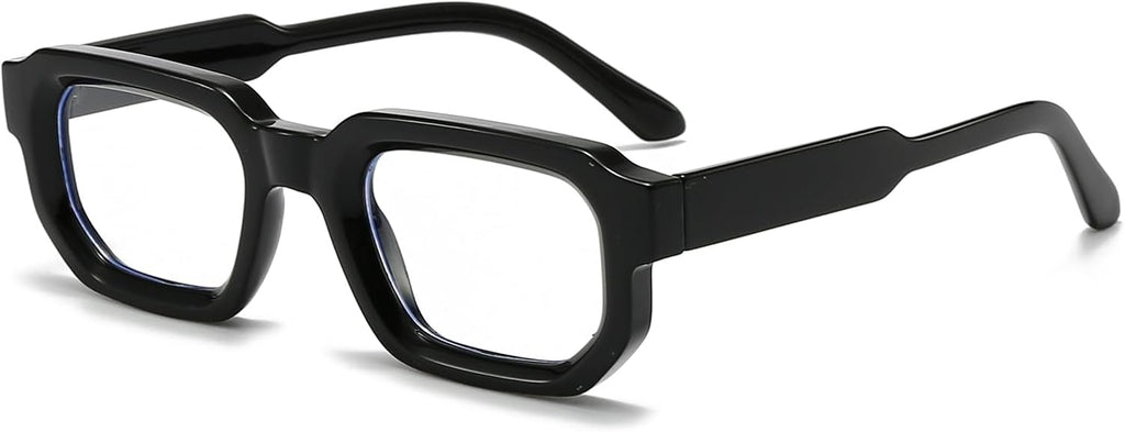 LJCZKA Square Blue Light Blocking Glasses for Men Women Thick Computer Glasses Anti Eyestrain for Reading Texting