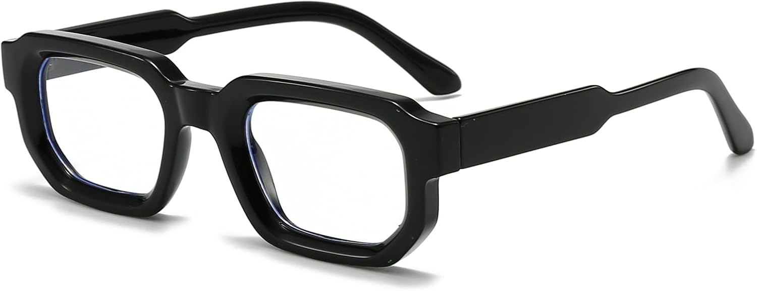 LJCZKA Square Blue Light Blocking Glasses for Men Women Thick Computer Glasses Anti Eyestrain for Reading Texting