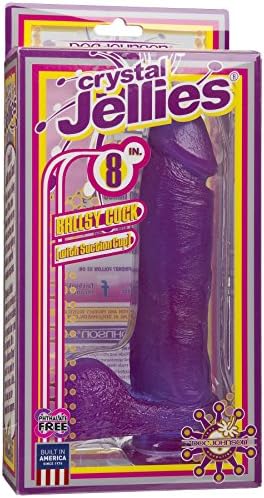 Doc Johnson Crystal Jellies - 8" Realistic Cock With Balls - Strong Suction Cup Base - 8.2 In Long & 2.0 In. Wide - Dildo, Purple
