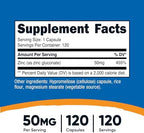 Nutricost Zinc Gluconate 120 Vegetarian Capsules (50mg) - Gluten Free and Non-GMO
