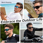 Missfive 2-Pack Mens Go-To Bifocal Sunglasses with Readers Built In, Resilient Temple Comfort-Fit Sport Wrap Around Frame & UV400 Protection, Driving & Reading Glasses for Outdoor +2.5