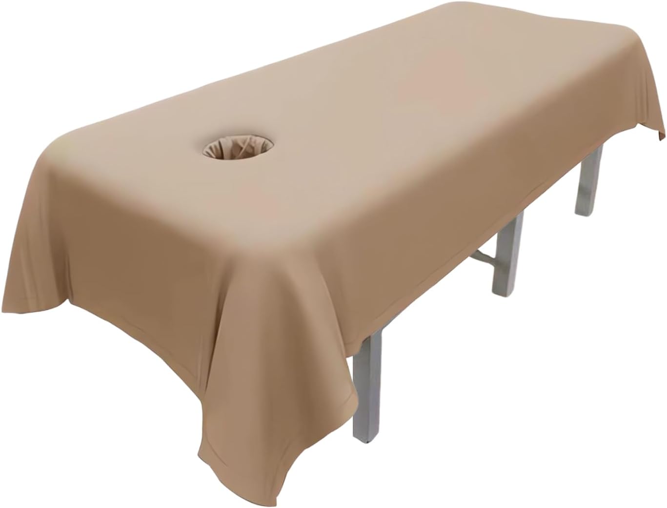 Massage Table Sheets,Massage Table Cover,Massage Linens, Massage Fitted Sheet, Massage Face Rest Cover with Hole, Sutiable for Beauty,Spa 55 * 95 in (Khaki with Hole)