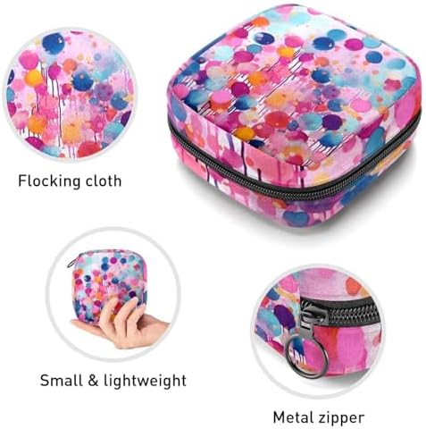 Sanitary Napkin Storage Bag,Period Bag,Watercolor Colorful Polka Dot,Sanitary Bags for Feminine Products