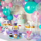 2Pcs Mermaid Cupcake Stand - 3 Tier Little Mermaid Birthday Party Decorations Under The Sea Theme Cake Dessert Tower Holder for Girls Kids Underwater Beach Baby Shower Party Supplies Favors