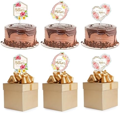 Happy Mother's Day Cake Toppers,30PCS Mother's Day Cake Decorations for Flowers Cupcake Picks Mom Letter Cake Topper Cake Decor for Mom's Birthday Party Supplies
