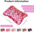 Electric Hot Water Bottle Flower Pattern Stomach Warmer Sealed Leakproof Hand Warmers Rechargeable Hot Water Bag for Period Cramps, Neck, Back, Shoulder Pain Relief US Plug Electric Bo