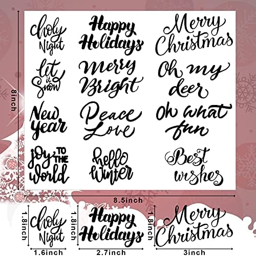 Chinco 24 Pcs Christmas Word Stickers for Crafts Christmas Vinyl Stickers Xmas Holiday Letter Decals for Ornament Ball Glass Jars Ball Bottle Wood Wall Decor