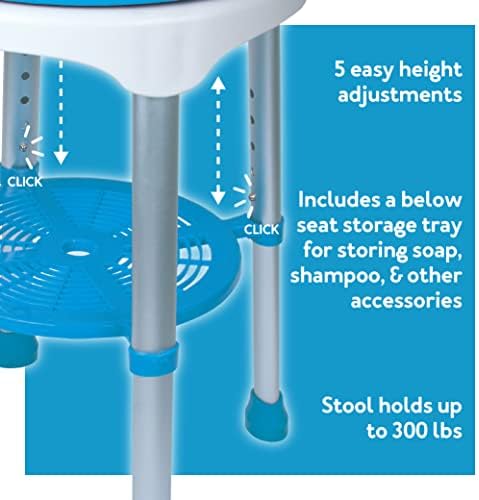 Carex Easy Swivel Bath Stool and Bathtub Stool - Shower Stool, Adjustable Rotating Bath Seat and Shower Chair for Elderly with Storage Tray, Shower Stools For Seniors