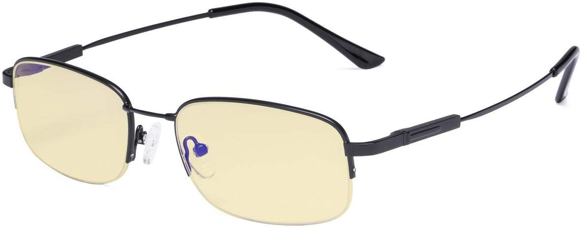 Eyekepper Computer Glasses Men Women-Blue light Blocking Reading Glasses-Memory Titamiun Readers-Half Rim,Black +3.00