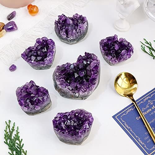 Meditation Home Natural Amethyst Heart Shaped Quartz Crystal Cluster Energy Healing Ornamental Specimens Creative Home Decoration Crafts (Size : 300g)
