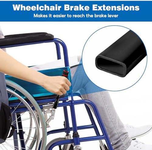 2 Pcs Wheelchair Brake Extenders, 5 Inch Anti-Slip Brake Extension Handles Replacement for Wheelchair Wheel Lock Grips, Transport Chair, Power Chair Accessories (Black)