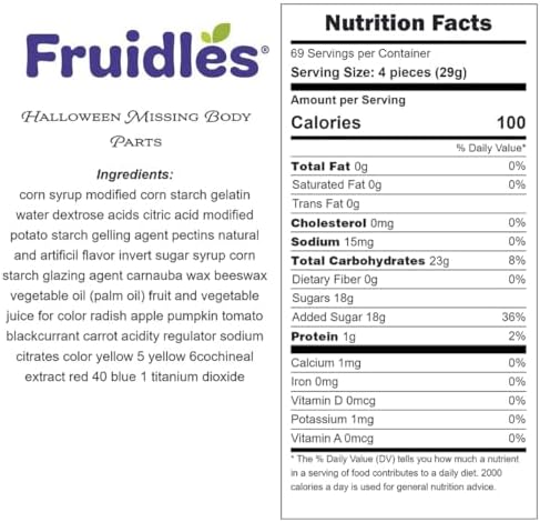 Fruidles Halloween Missing Body Parts Gummies, Fun And Festive Holiday Snacking (Half-Pound Bag)
