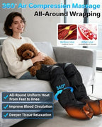 YINGGG Leg Massager with Heat and Compression - Foot and Calf Massage Sleeve with 3 Heat, 6 Intensities, 6 Modes, Compression Boots for Circulation and Pain Relief