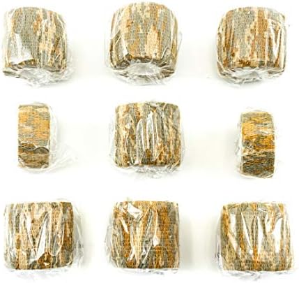 FRESINIDER 9 Rolls Self Adhesive Wrap Athletic Tape Gauze, Breathable Elastic Cohesive Bandage for Sports Injury & Pet (7 Pcs 2" x 5 Yards + 2 Pcs 1" X 5 Yards) (Digital Desert Camo)