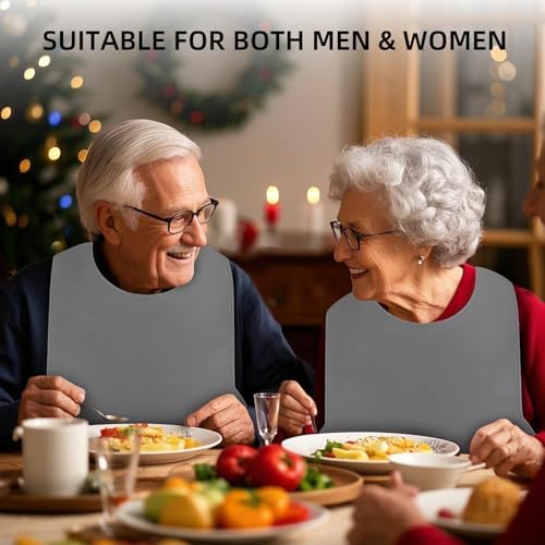 Adult Bibs for Women/Men,Adult Silicone Bib for Eating with Crumb Catcher,Washable bib for adults for eating,Waterproof Bibs for Seniors,Gift for Mom/Dad