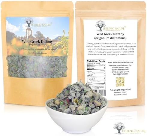 WILD GREEK DITTANY DRIED PREMIUM QUALITY- from Cretan Maountains Handpicked and Air-Dried in DoyPack with ZipLock for Awesome Freshness and Aroma - Mediterranean (1.41 Ounce (Pack of 1), Dittany)