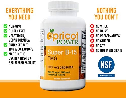 Apricot Power Super B-15 Non Toxic Pangamic Acid - Health Oxygen Levels & Energy - 100 Veg Caps