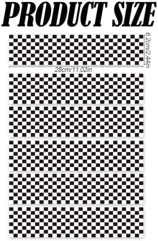 6pcs Edible Cake Borders, 28x6.2cm/11x2.44in Black White Checkered Race Car Theme Birthday Cake Decorations Pre-Cut Rice Wrap Paper Strips Decor for Racing Theme Image Party Kids Birthday