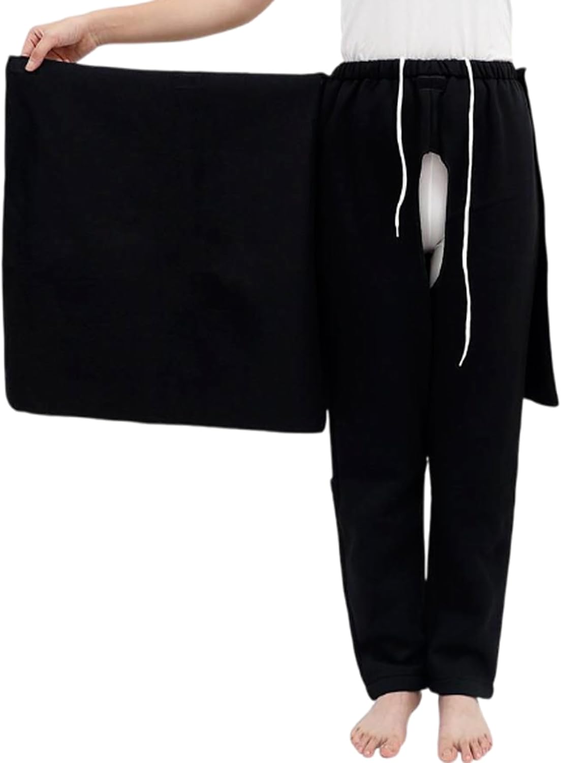 Patient Care Trousers Incontinence Care Pants for Elderly Men Women Reusable Adaptive Apparel for Bedridden Patients (XX-Large,Black(Thin))
