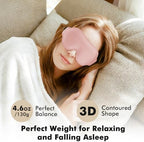 Sleep Eye Mask for Men Women, Weighted Sleeping Mask for Side Sleeper, Travel Blackout Night Blindfold Eye Shade Cover with Adjustable Strap (Blush)