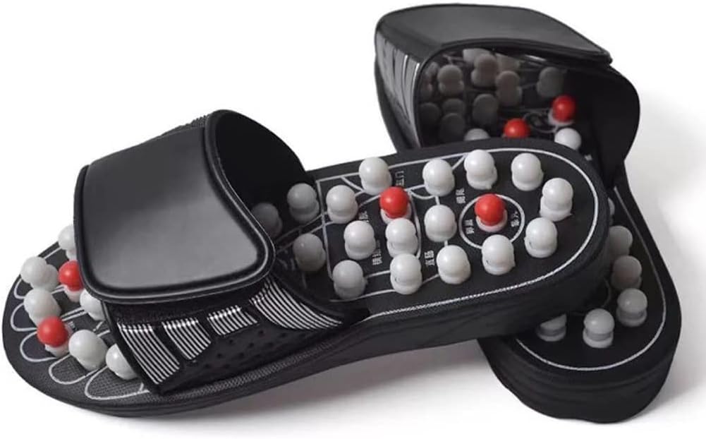 MTFBQ Mens Massage Slippers Acupressure Foot Massage Sandals, Adjustable Foot Massager Tools, Relief Neuropathy Arthritis Plantar Plantar Fasciitis Slides Open Toe Non-Slip Massage Shoes for Spa