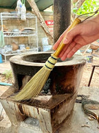 Handmade Broom Bamboo Stick Handle Duster Brush,Natural Grass, Whisk Broom,Cleaning for Home and Office,16 Inch
