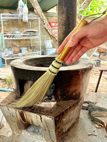 Handmade Broom Bamboo Stick Handle Duster Brush,Natural Grass, Whisk Broom,Cleaning for Home and Office,16 Inch