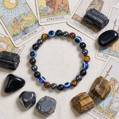 Bivei Protection Bracelet, Strength Crystal Healing Bracelet 8MM - Spiritual Stretch Beaded Jewelry for Women Men Gift